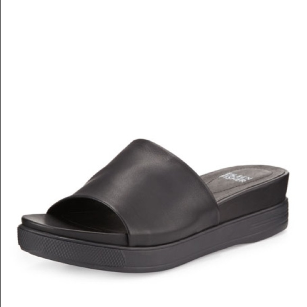 Eileen Fisher Scout Leather Platform Slide Sandals